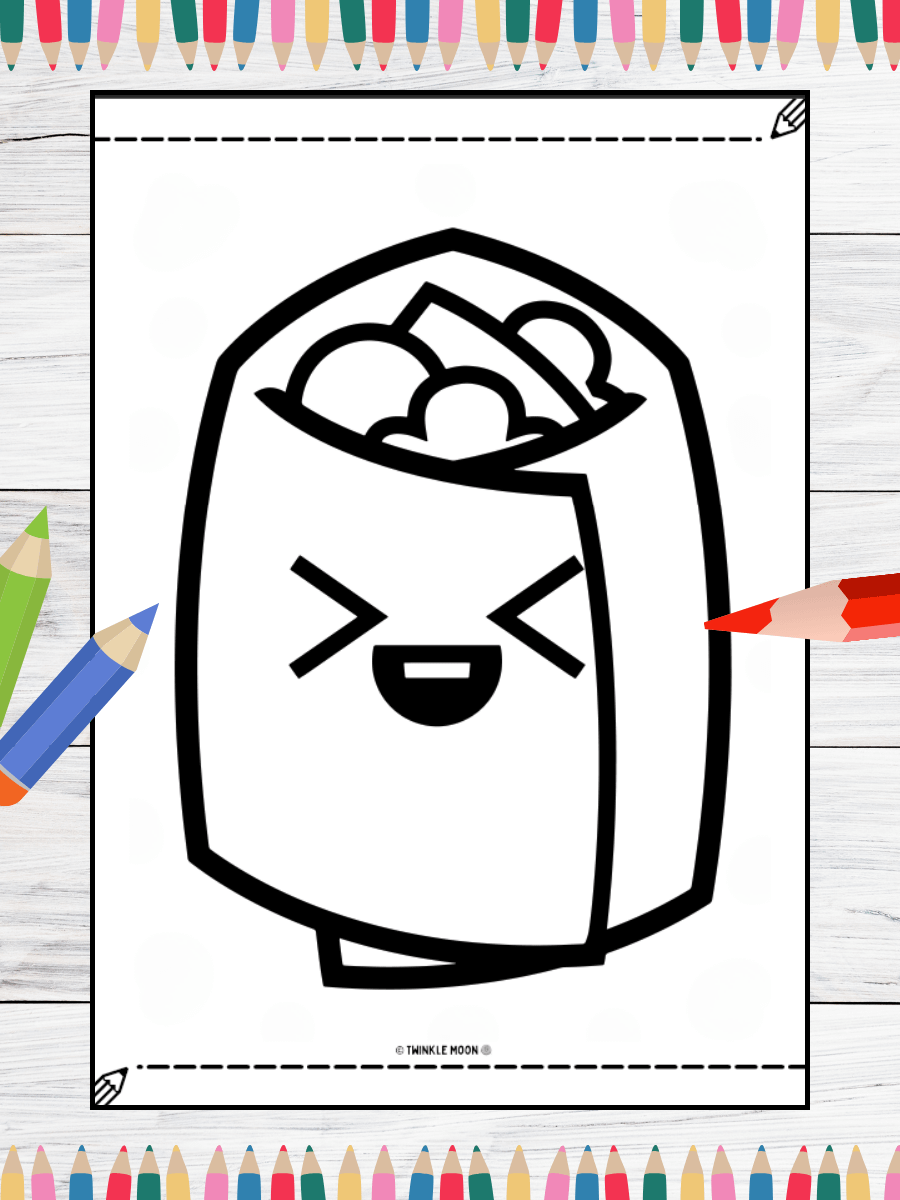 20 Cute Kawaii Food Coloring Pages#1 (PDF Coloring Pages) product image (4)