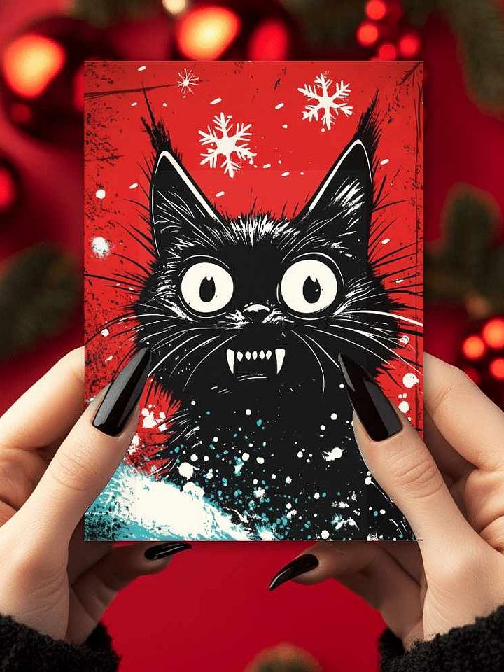 Retro Kitten in Awe Christmas Cards Pack of 10 • 5×7 product image (1)
