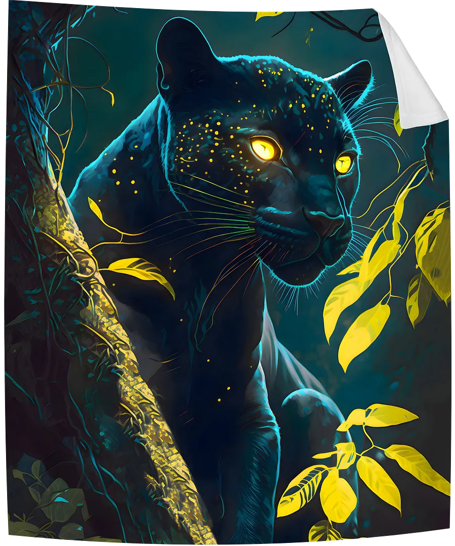 Black Panther Wild Animal Enchanted Forest Throw Blanket