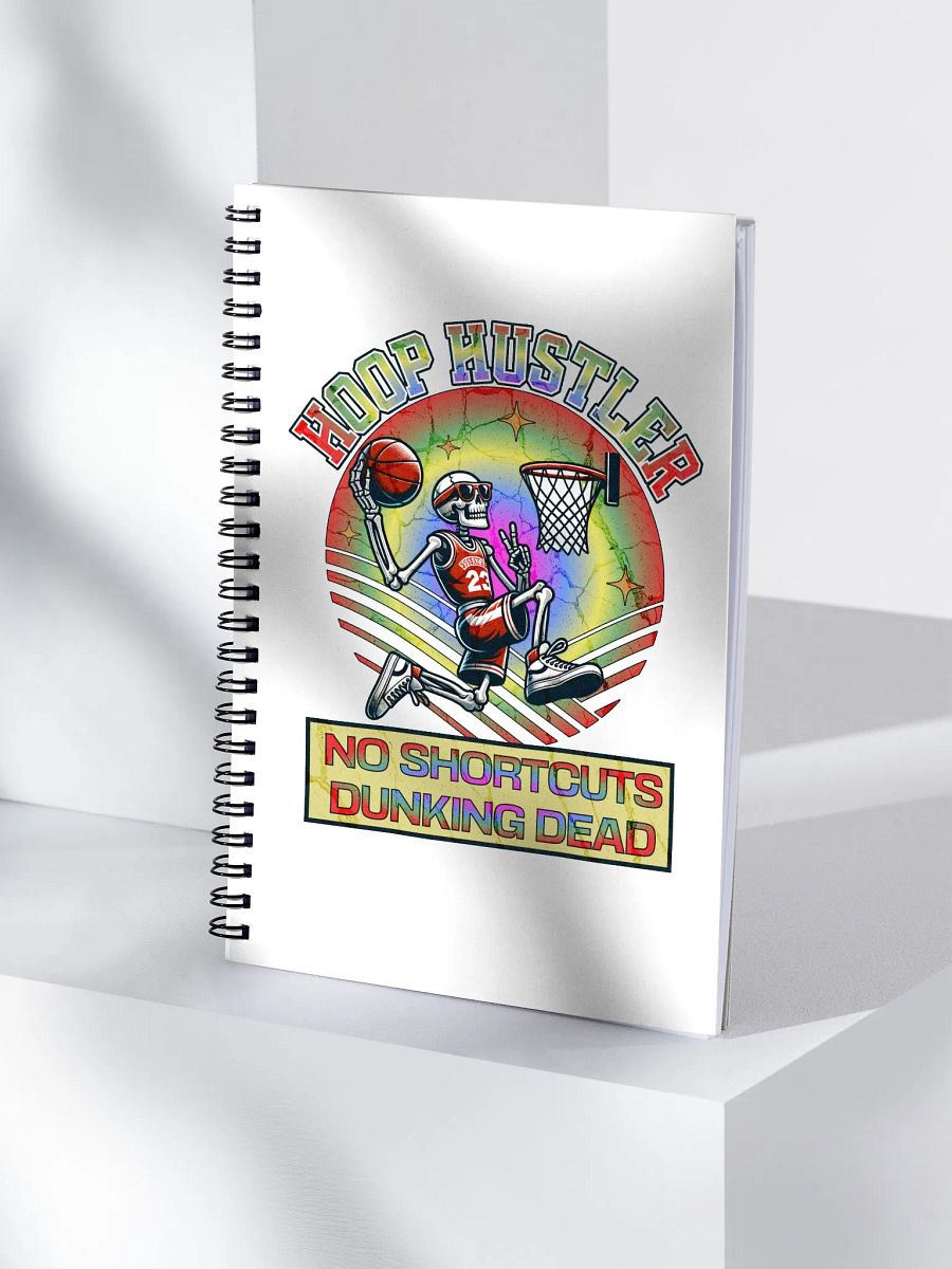 Hoop Hustler No Shortcuts Dunking Dead Skeleton Spiral Notebook product image (3)