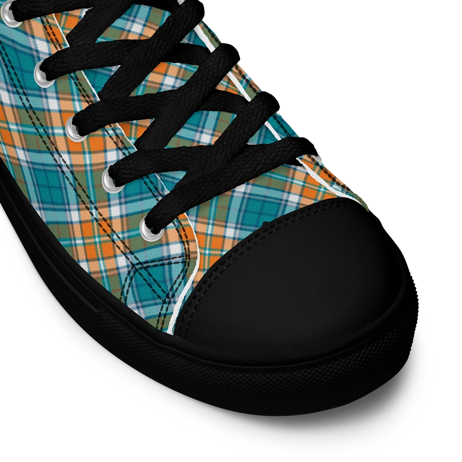 Turquoise and Orange Sporty Plaid Men's High Top Shoes product image (11)