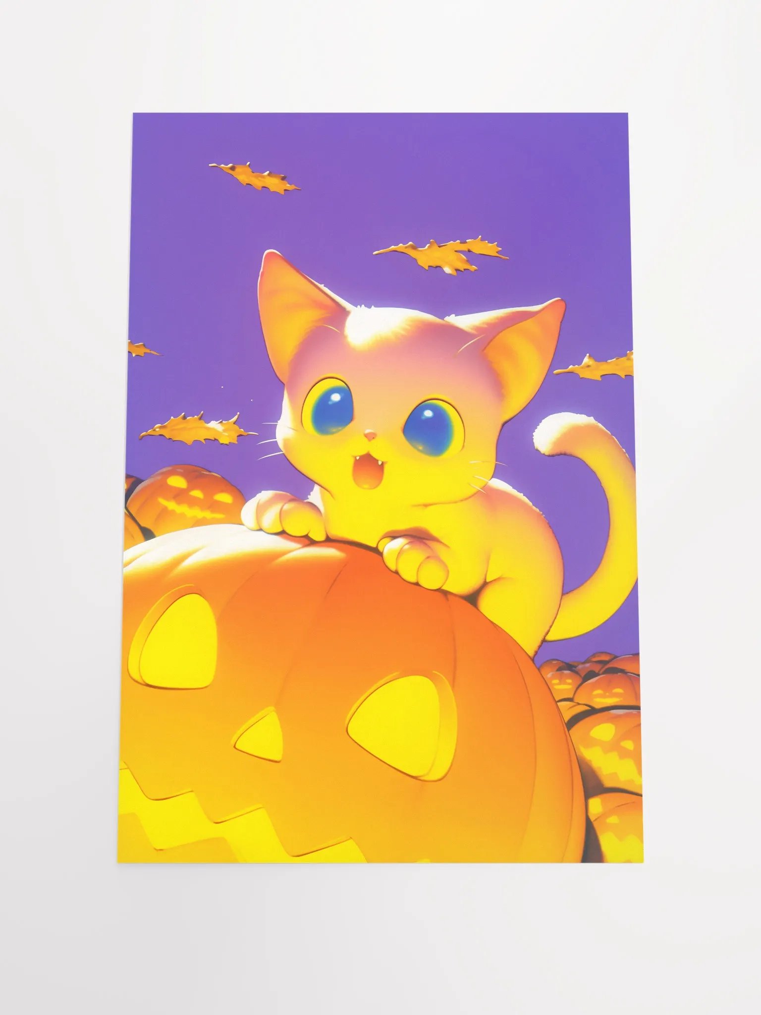 Smiling Kitten on Pumpkin Poster product image (1)