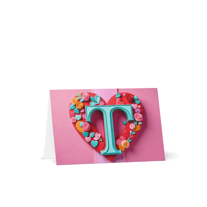 Valentine’s Monogram Letter T(3) Card product image (4)