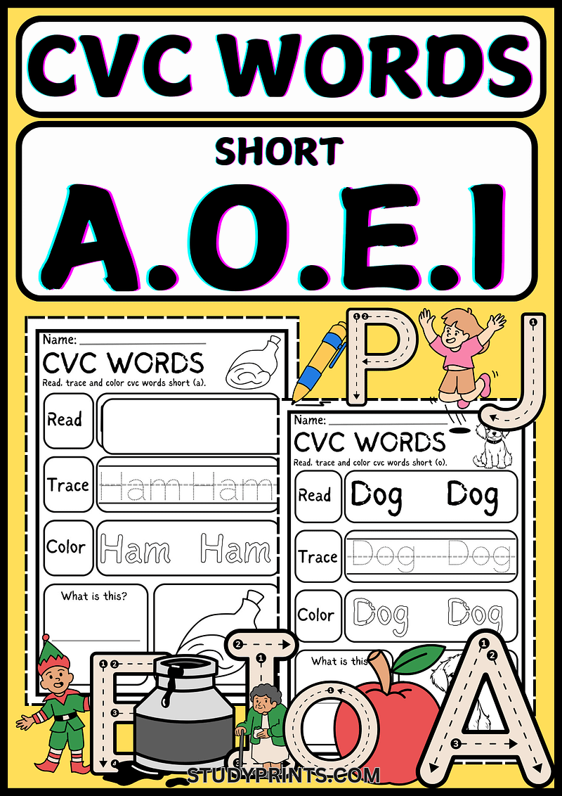 short e cvc words Worksheets PDF