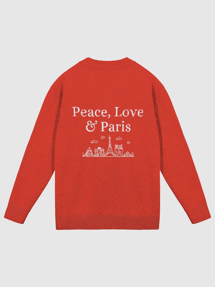 Peace, Love and Paris with Monuments Parisian Chic Knitted Cardigan | Red product image (1)