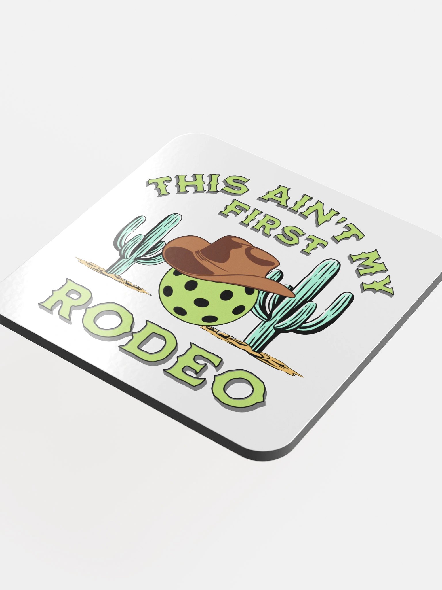 This Aint My First Rodeo Pickleball Western Vibes Glossed Cork Coaster product image (1)