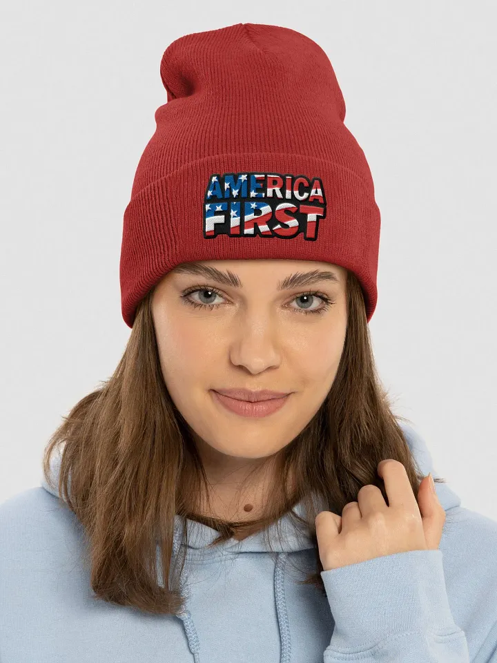 Cuffed Beanie: America First product image (2)