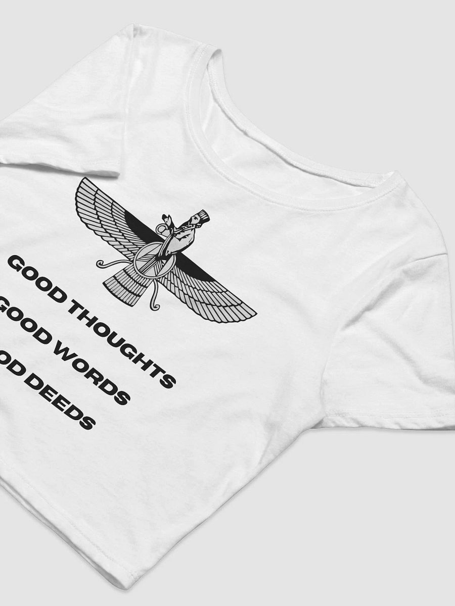 Faravahar Persian Design Crop Tee Good Thoughts Good Words Good Deeds product image (5)