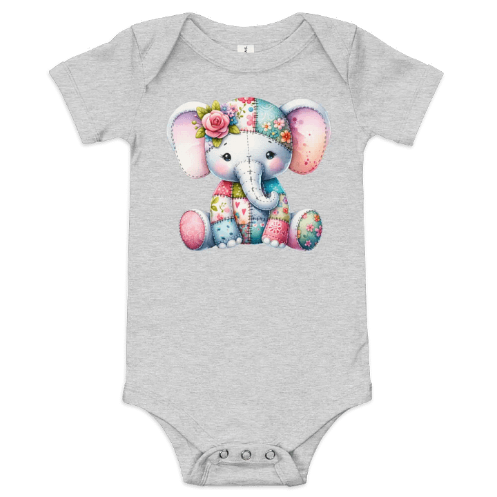 Whimsical Patchwork Elephant Baby Onesie product image (4)