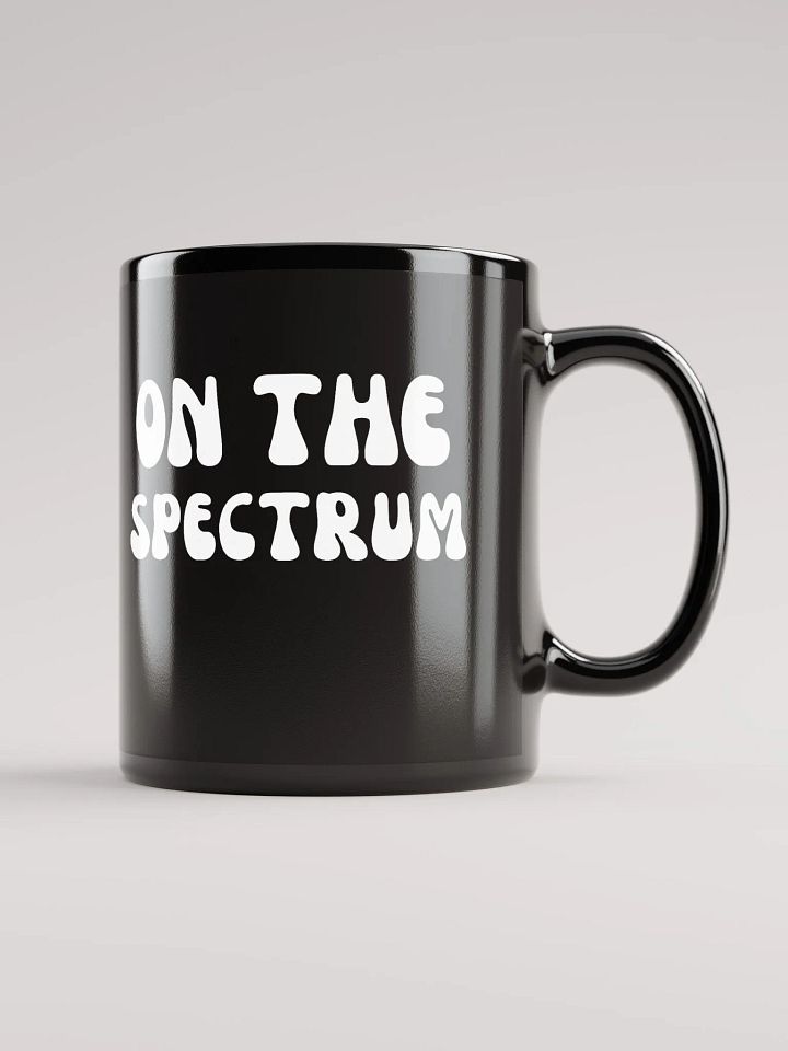 ON THE SPECTRUM (groovy white) glossy black mug product image (2)