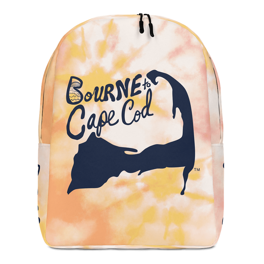 BOURNE to Cape Cod™ | Backpack | BRN.2C.C.™ | Coastal Carryall | Minimalist Style, Maximum Vibes | Navy Blue on Orange Tie-Dye🎒🌊 product image (1)