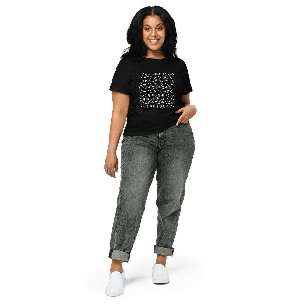 EXCLAIMING MENTALLY (white repeating) printed waist-length tee product image (12)