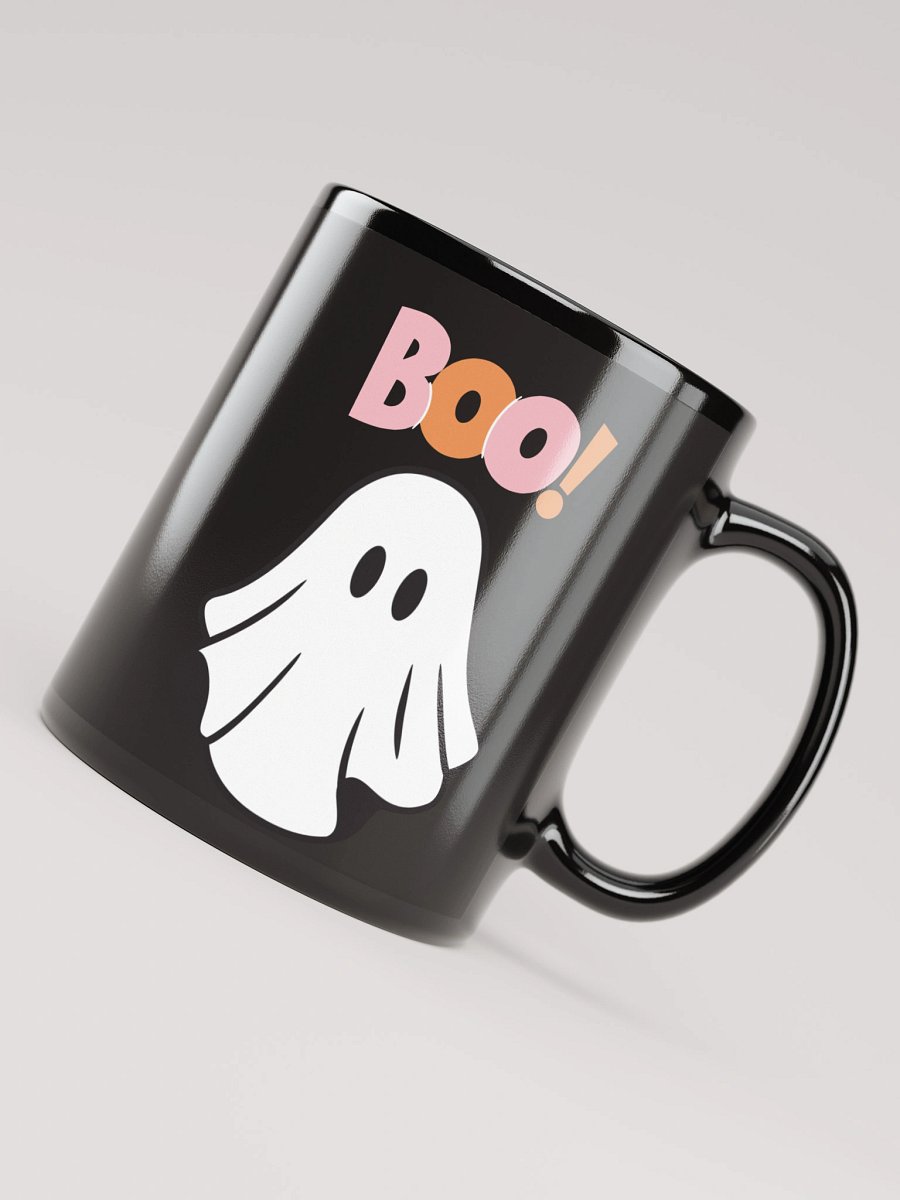 Minimalist Ghost Cartoon Black Glossy Mug product image (4)