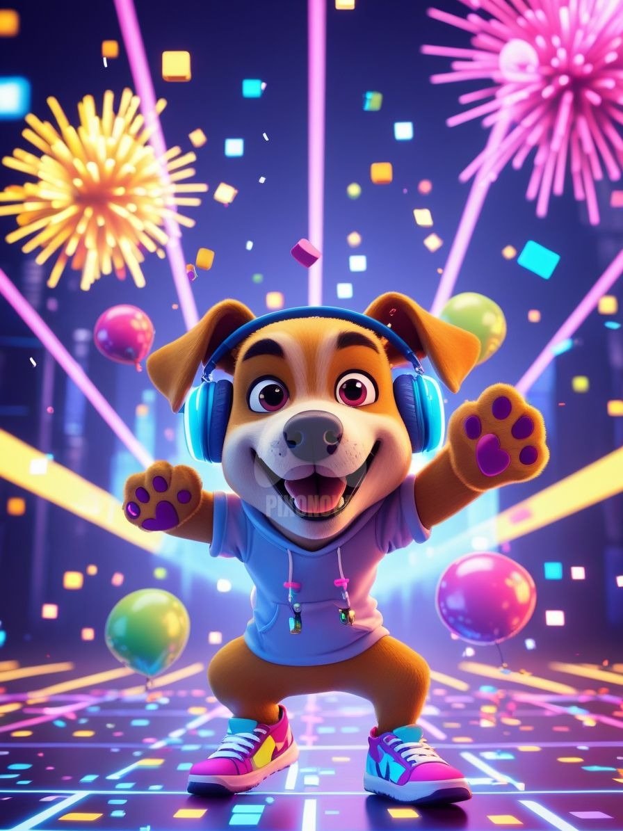 Pixel Party Parade – Track 4: Pixel Pop Fiesta (Dog Mascot Edition) | 896x1344 px | 4 Variations | PNG + PDF product image (2)