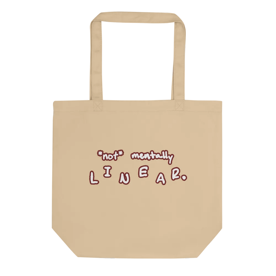 *not* mentally linear (lined design, #6D1616) tote bag product image (4)