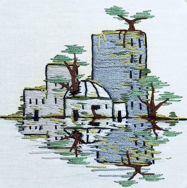 Overgrown City Embroidery Print product image (1)