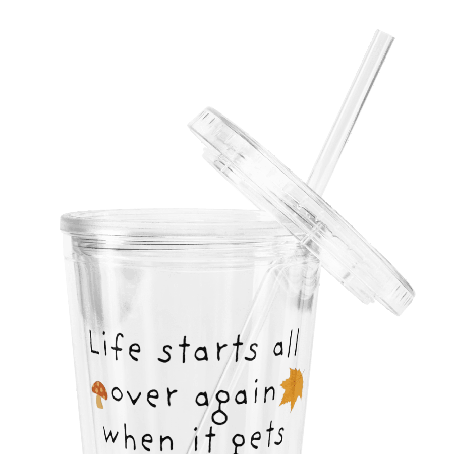 Fall-Inspired Double Wall Clear Plastic Tumbler with Motivational Autumn Quote product image (5)