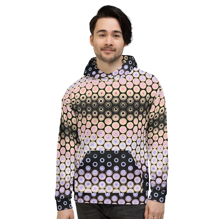 Abstract Circular Pink and Black Unisex All Over Print Hoodie product image (1)