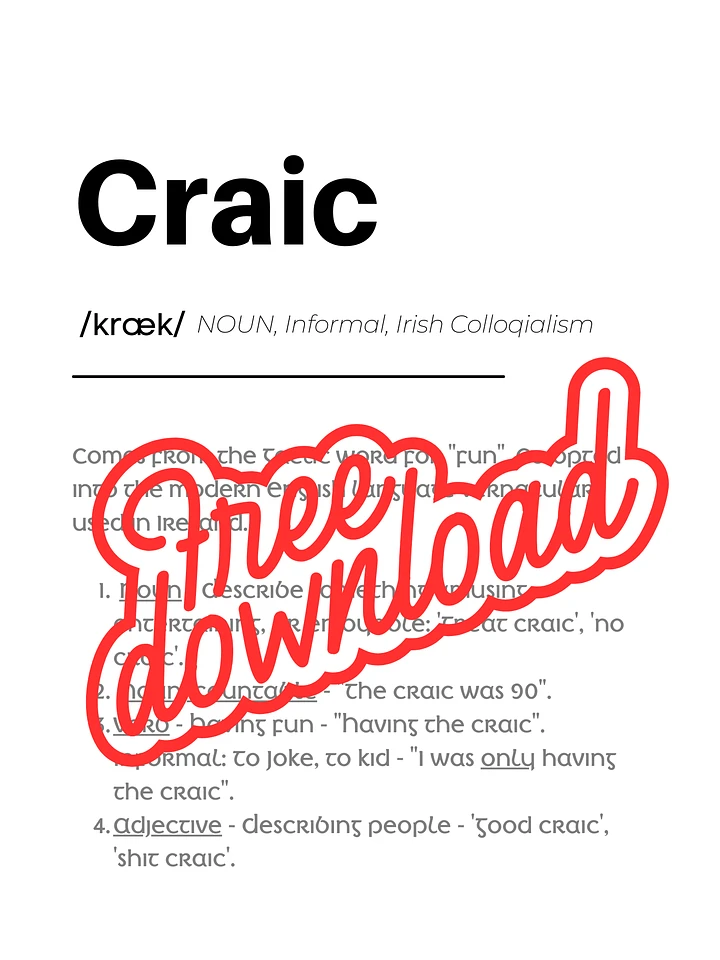 FREE Digital Download of The Definition Of Craic Poster (Members Only) product image (1)