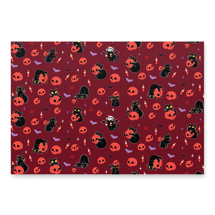 Gothic Christmas cat tree wrapping paper -red product image (2)