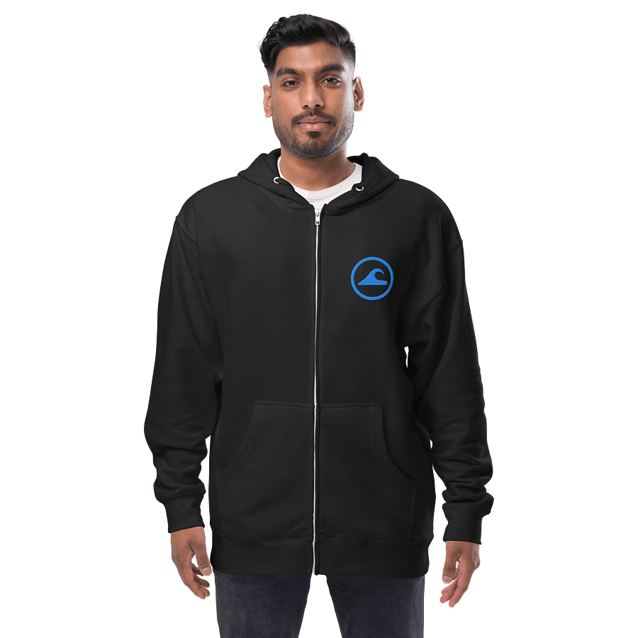 Embroidered Wave Rider Fleece Zip-Up Hoodie (Aqua) product image (3)