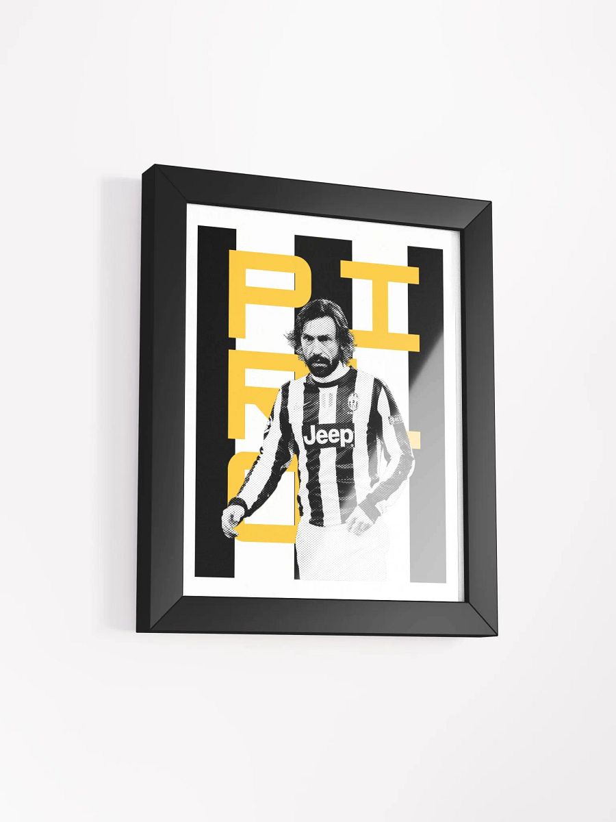 Andrea Pirlo BW Juventus Name Art Framed Print product image (1)