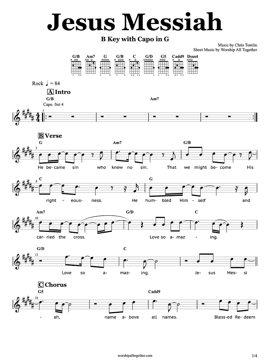 Jesus Messiah - Chris Tomlin | Sheet Music, Chord, Lyrics product image (1)