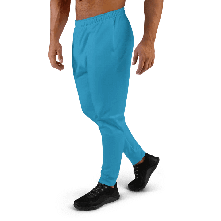 Plain Medium Blue Light Summer Recycled Polyester Premium Men's Joggers by Treasure Pie product image (2)