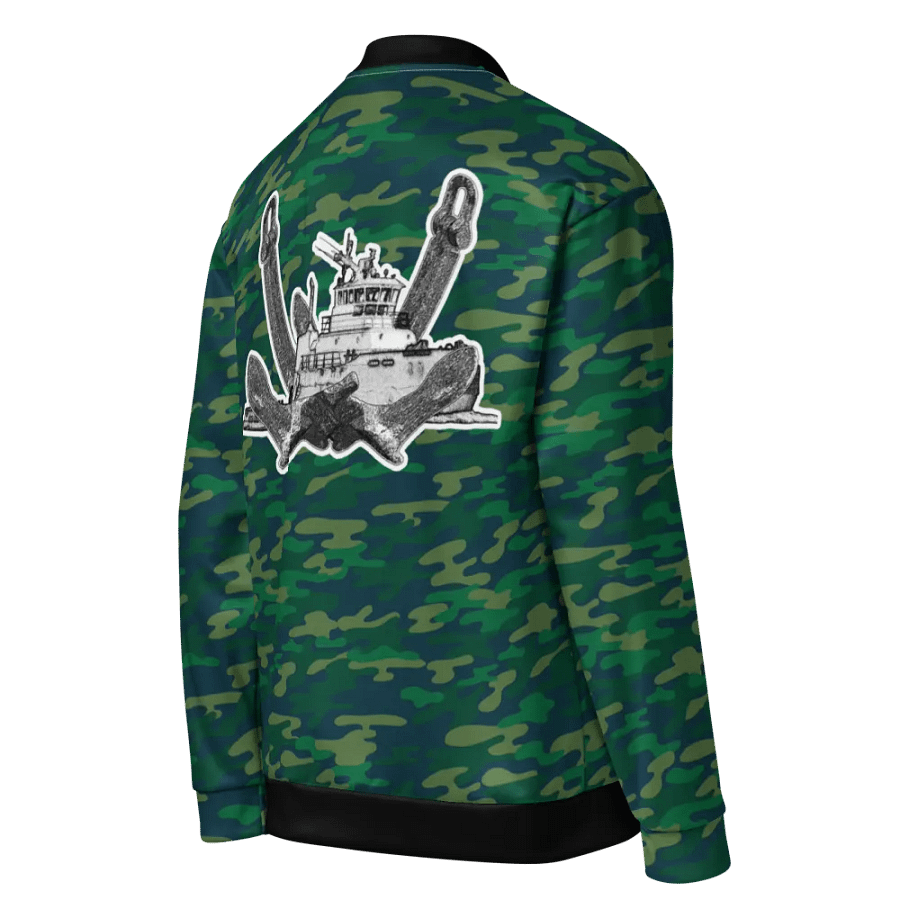Twin Anchor Titan tug Teal Camouflage Bomber Jacket product image (8)