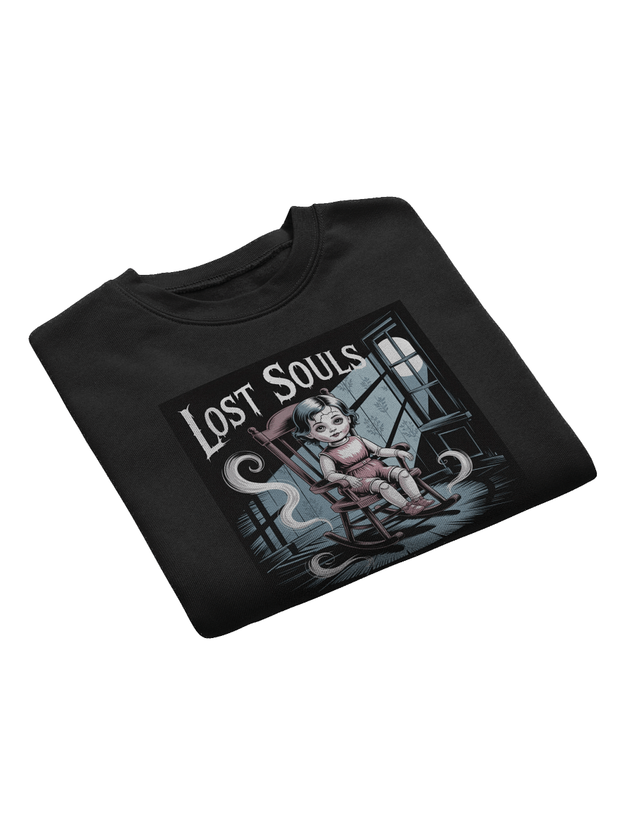 Lost Souls Women's Fleece Crop Sweatshirt - Black Gothic Doll Design by Midnight Veil Designs product image (7)