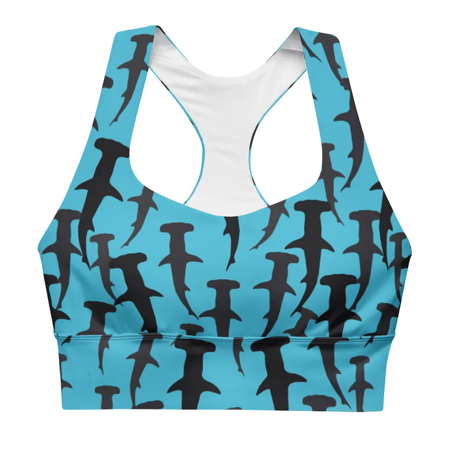 Hammerhead Sharks - Clear Ocean - Recycled Polyester - Longline Sports Bra product image (1)