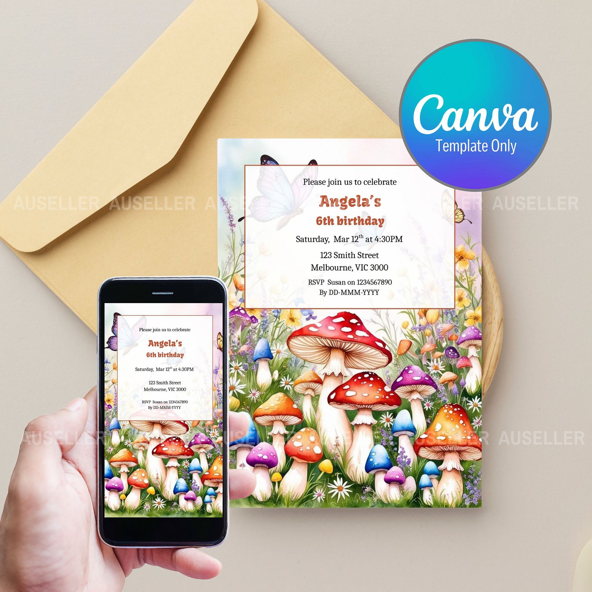 Magic Mushrooms Birthday Girl's Invitation product image (1)