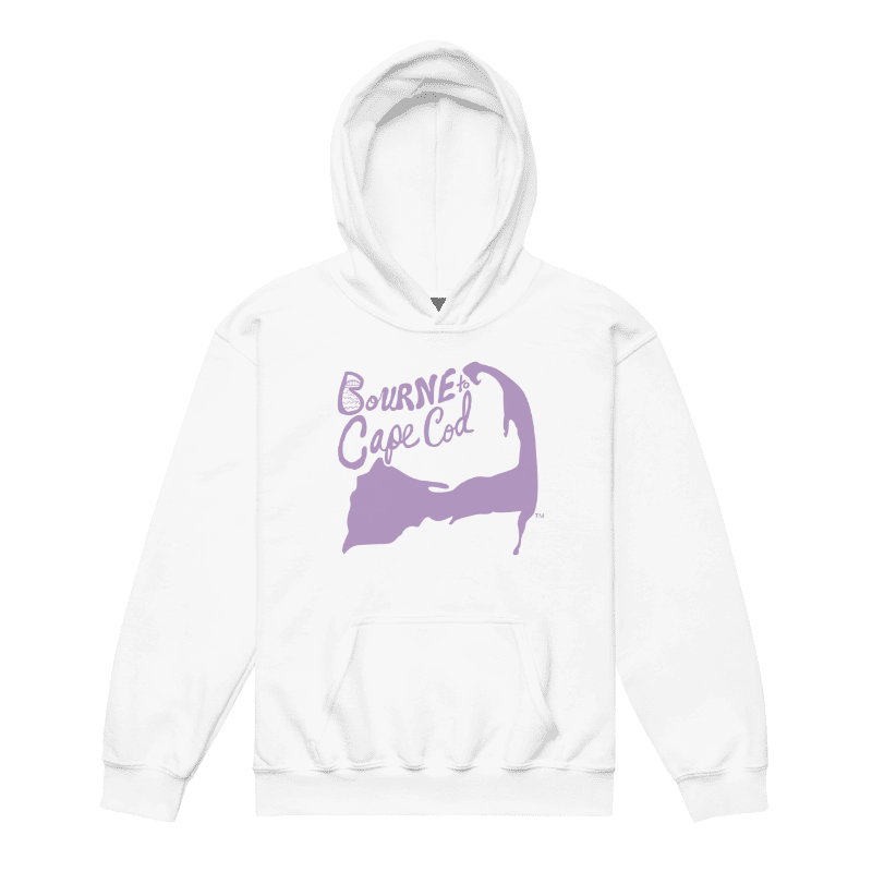 Girls' | BOURNE to Cape Cod™ | DTG Vintage Print | Youth Heavy Blend Hooded Sweatshirt | Rugged, Cozy, Adventure-Ready | Lilac Logo product image (1)