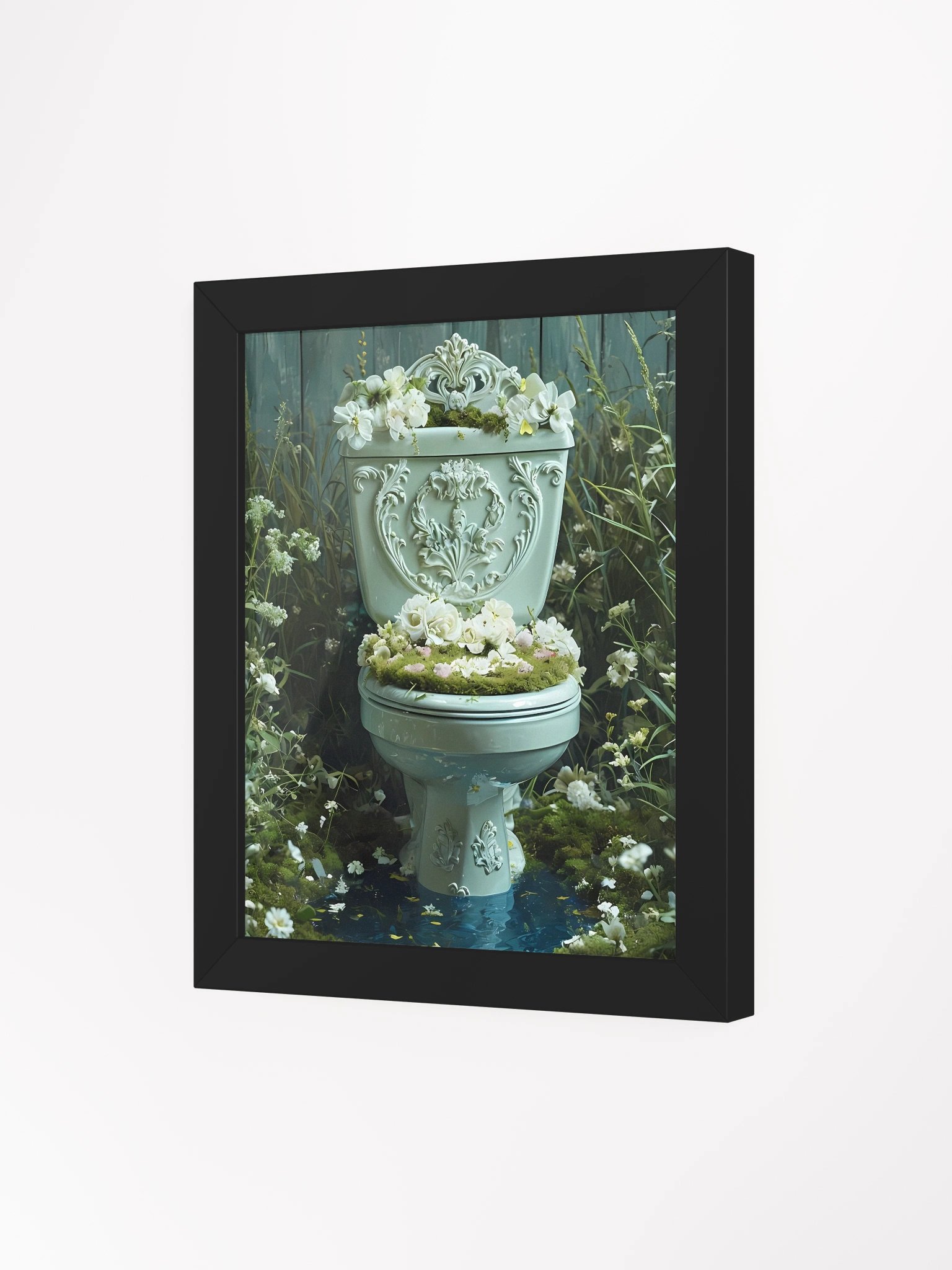 Mossy Garden Toilet Framed Matte Poster product image (4)