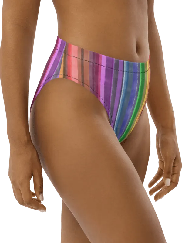 Cool Gouache Striped Eco-Green Bikini Swimsuit Bottoms product image (2)