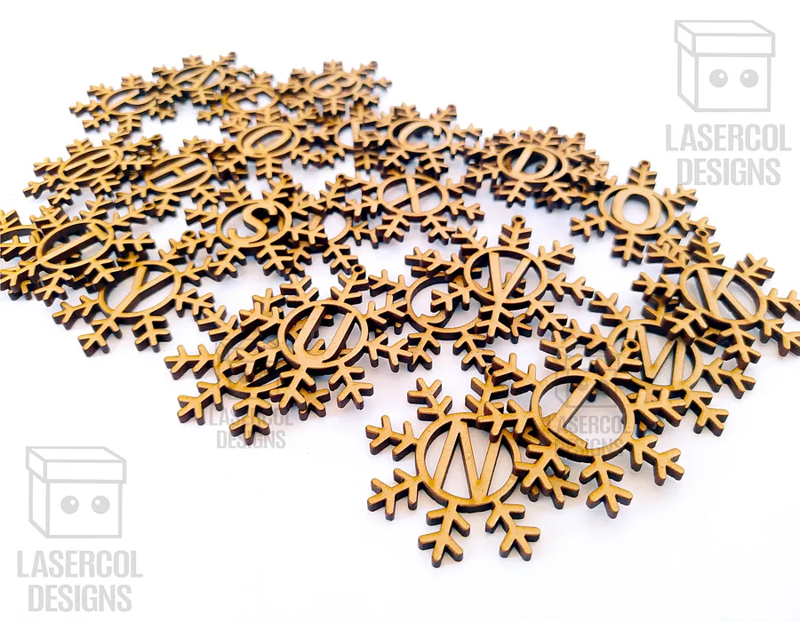 Monogram Snowflake Christmas Ornament - Laser Cut Files product image (3)