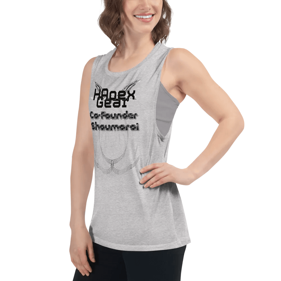 Women's Flowy Muscle Tank - Co Founder Shaumarai - Black HApex Gear Black Logo product image (9)