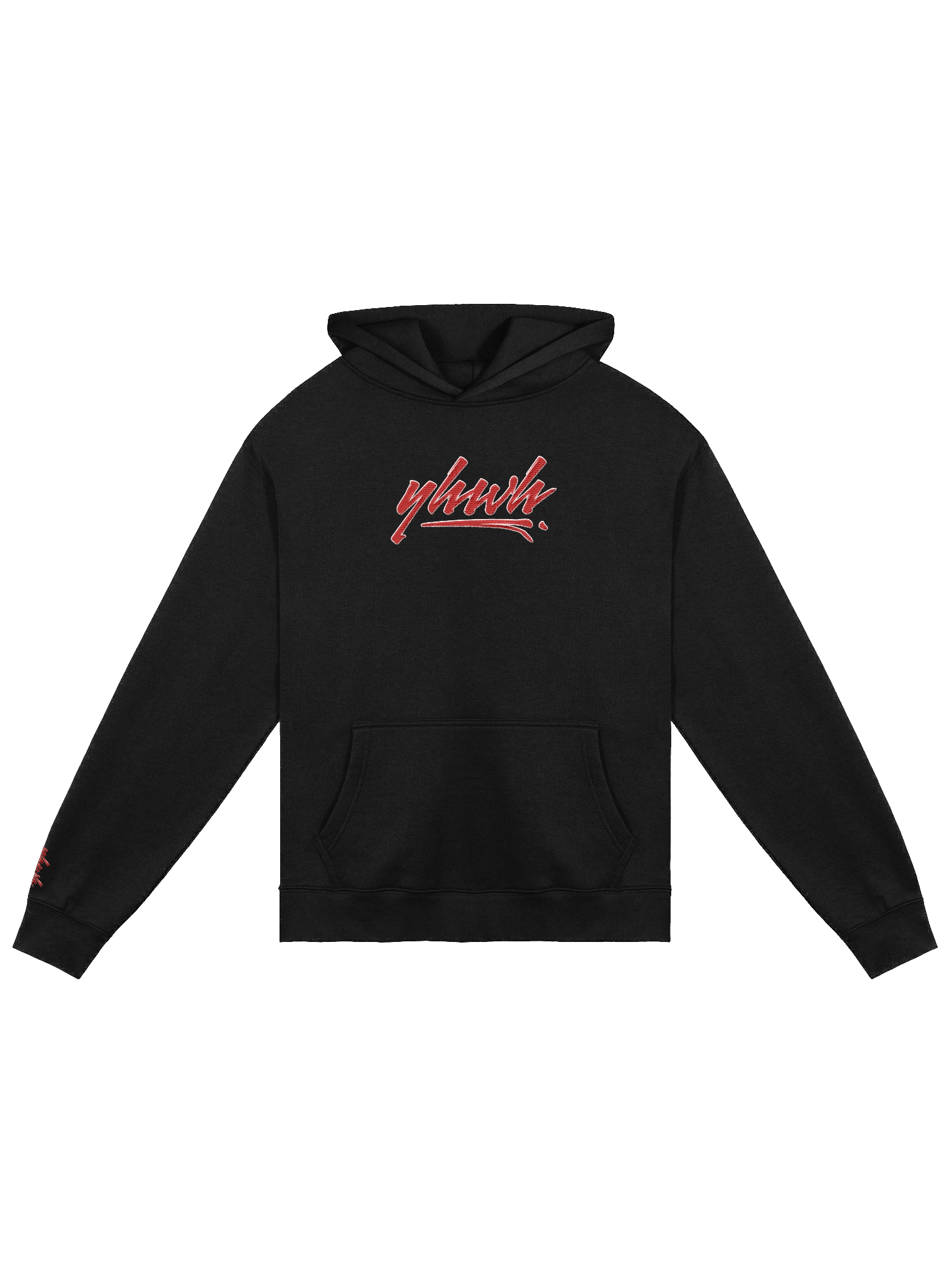 YHWH - PREMIUM OVERSIZED Embroidered Hoodie Red on Black product image (1)