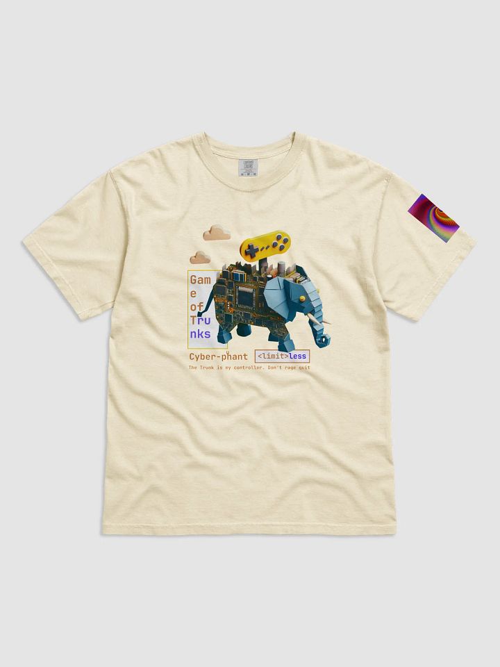 Unisex Gamer Tee – Elephant Holding Circuit Joystick | Retro Nerd Shirt product image (2)