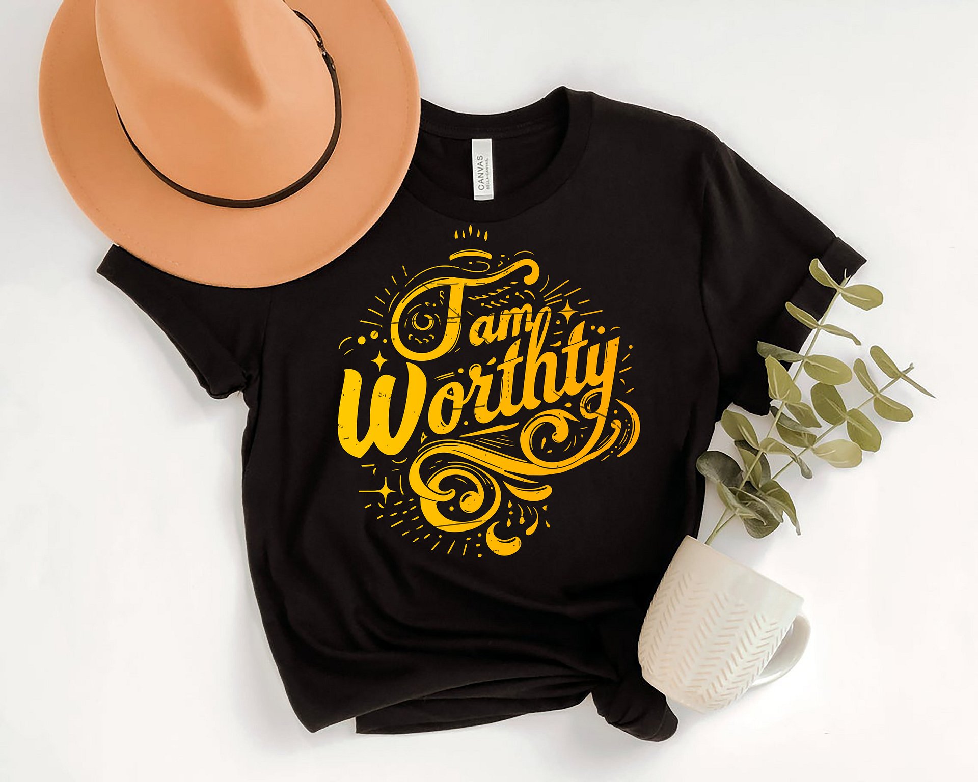 I AM WORTHY! T-SHIRT & 5 MIN GRATITUDE DIGITAL JOURNAL BUNDLE product image (3)