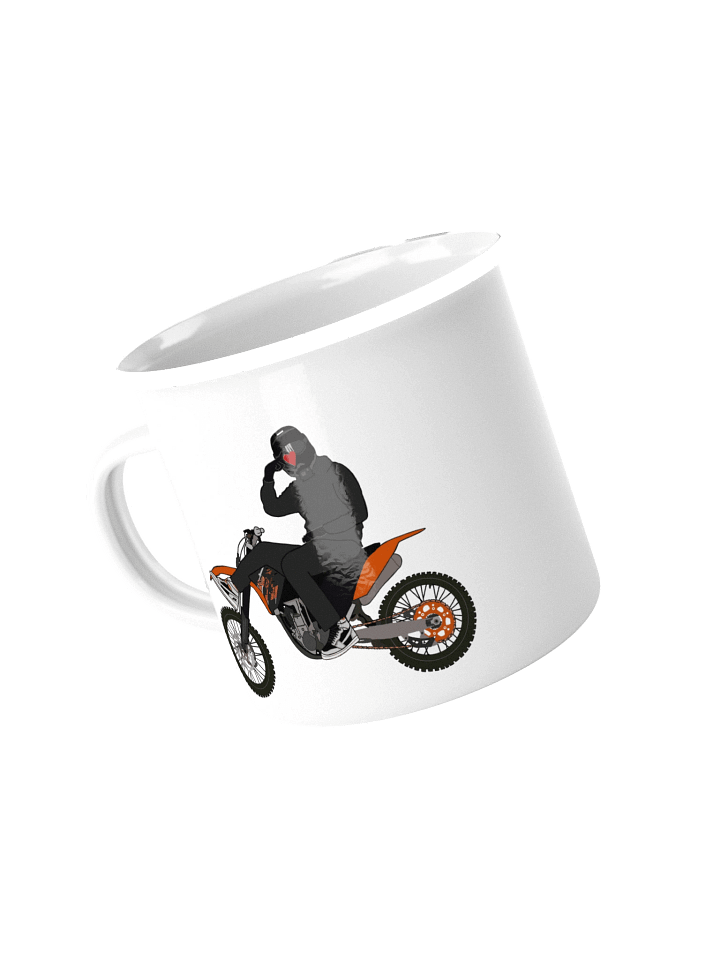 Heart-hand on Bike | Enamel Mug product image (1)