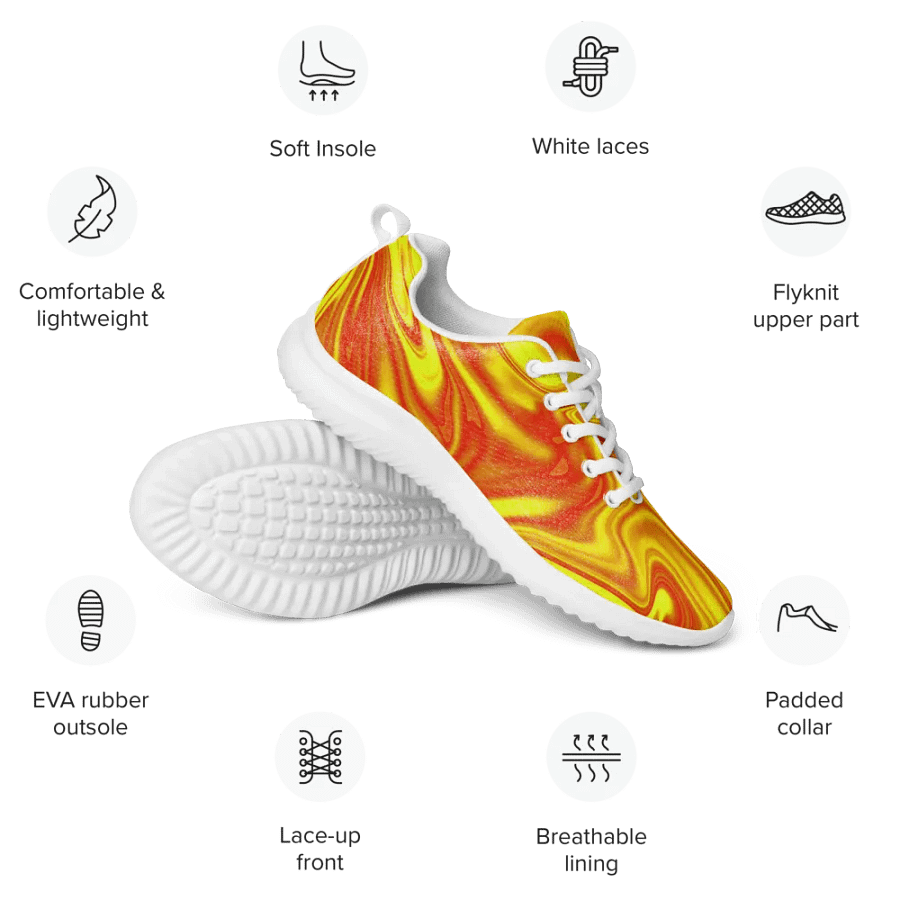 Women's Athletic Shoes - Yellow and Red Digital Fluid Art product image (4)