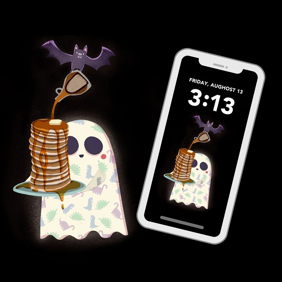Little Ghost Pancake Stack - Digital Wallpaper for Mobile Phone product image (2)