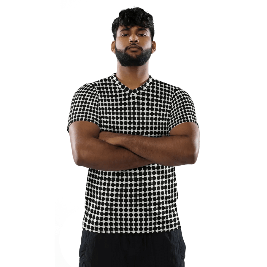 Abstract Black and White Chain Unisex V Neck Sports Jersey product image (9)