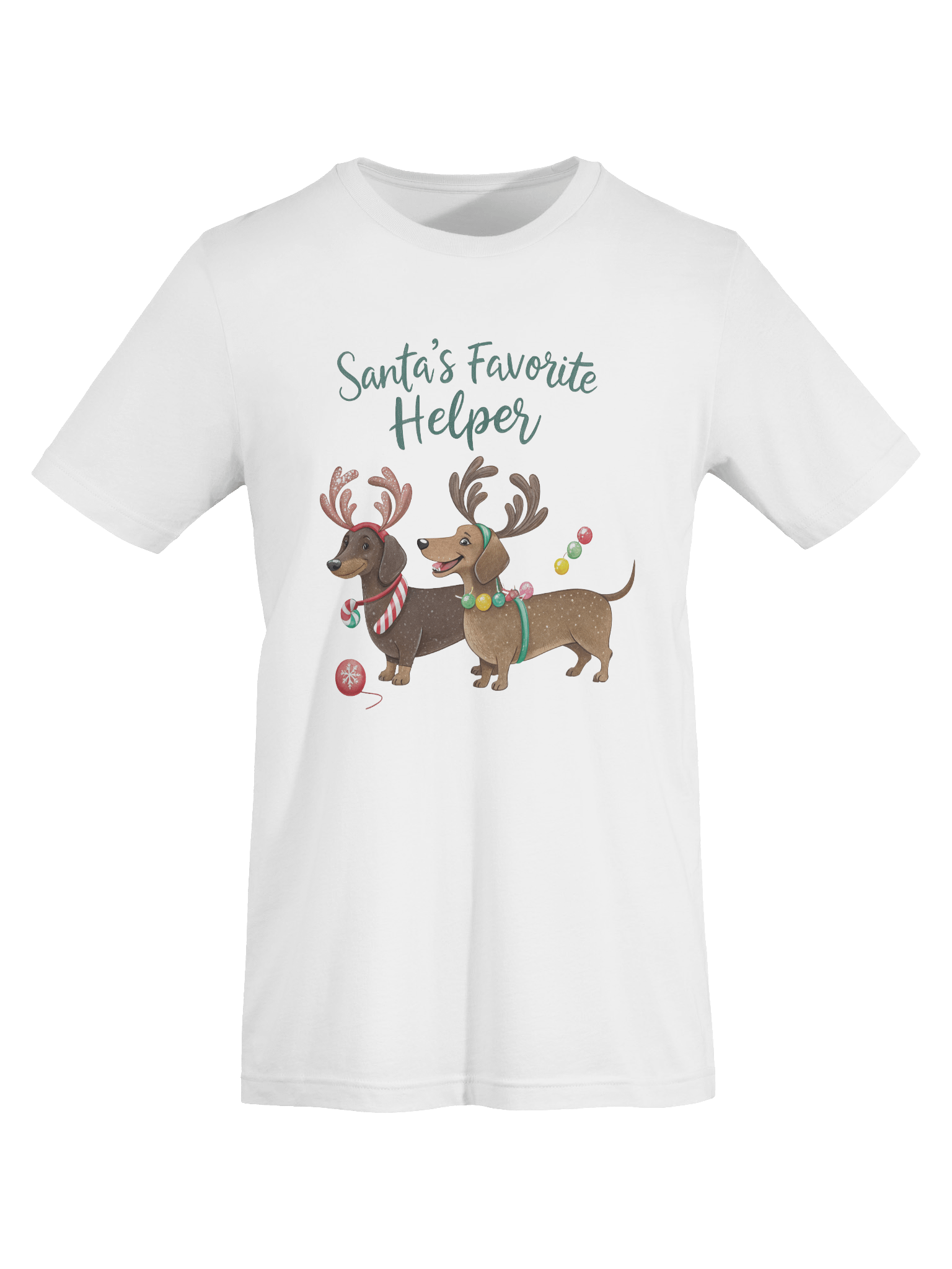 Santa’s Favorite Helper Dachshund T-Shirt – Cute Reindeer Doxie Christmas Tee product image (8)