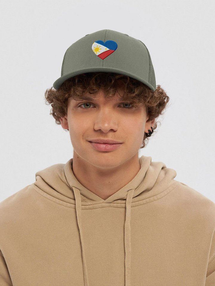 Philippine Flag Heart Embroidered Trucker Hat product image (2)