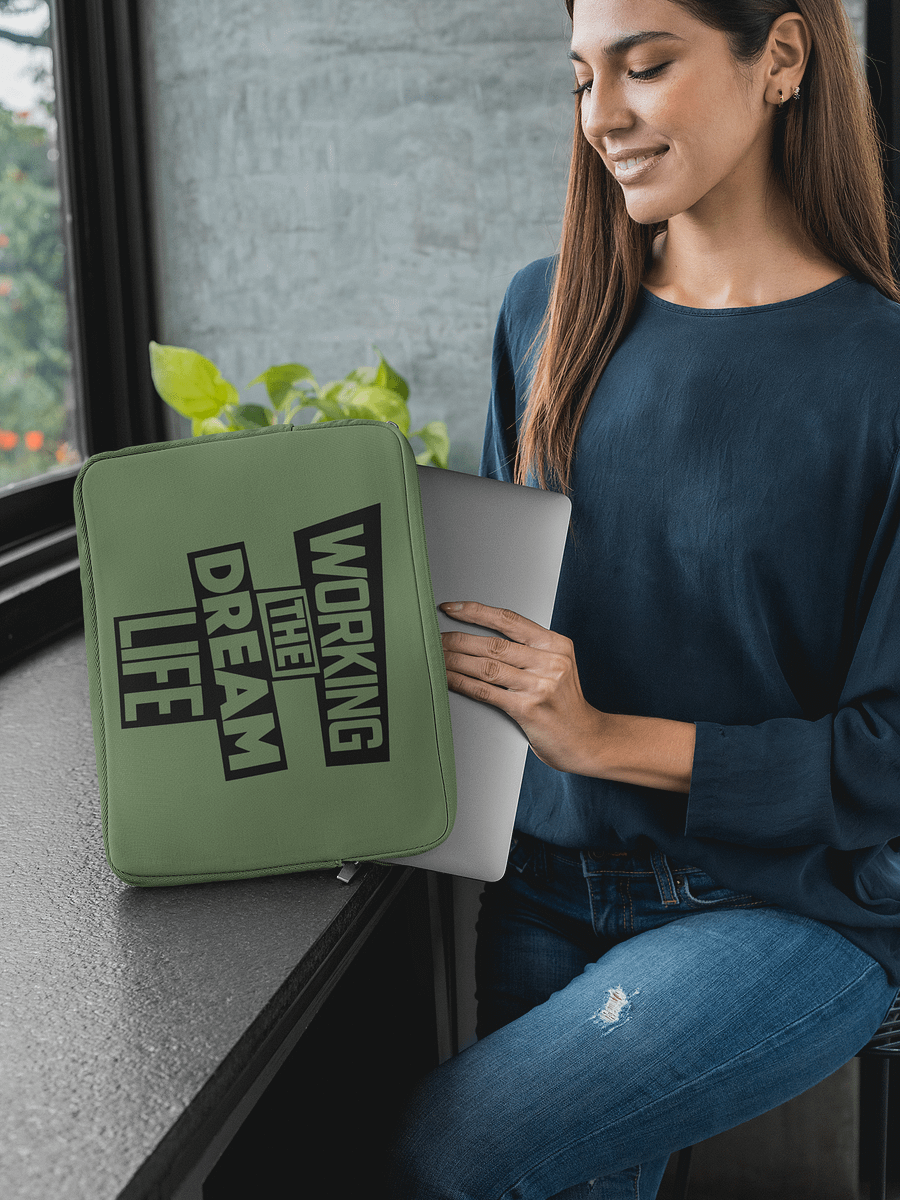 Premium Green Laptop Sleeve – Working The Dream Life | Sleek, Protective & Leadership-Ready (13” & 15”) product image (5)