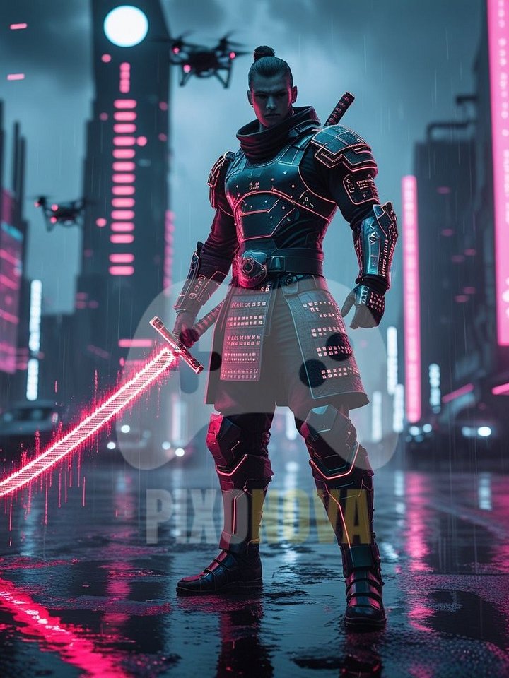Neon Blood, Pixel Blade – Square Cyberpunk Artwork (4 Versions, PNG & PDF, 1120x1120 px) product image (2)