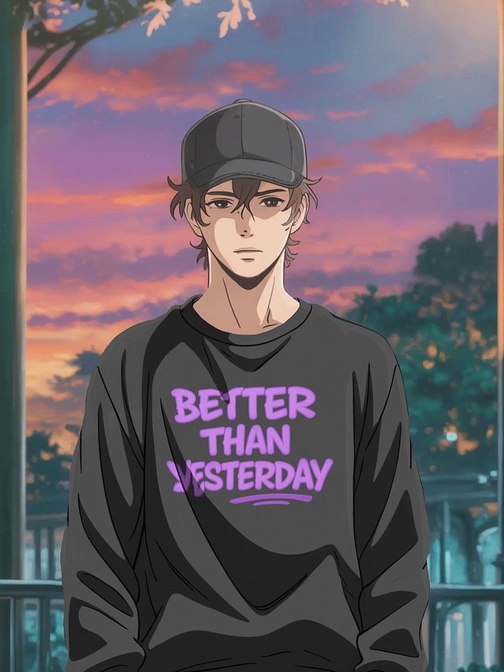 Better Than Yesterday Purple Graffiti Typography Sweatshirt product image (1)