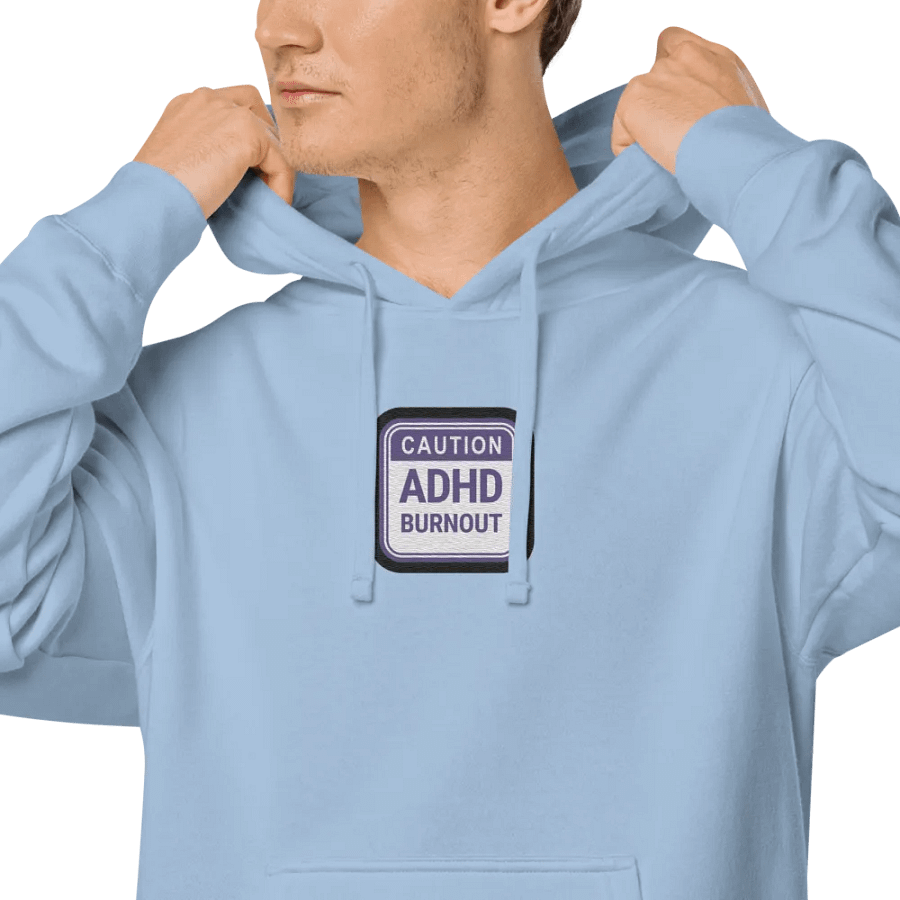 CAUTION: ADHD BURNOUT embroidered pigment hoodie (purple bubble design) product image (5)